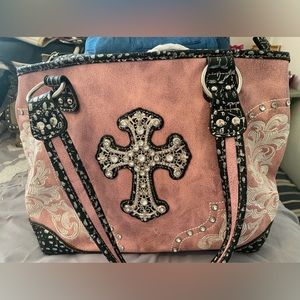 Rhinestone Cross Embroidered Western Handbag Purse